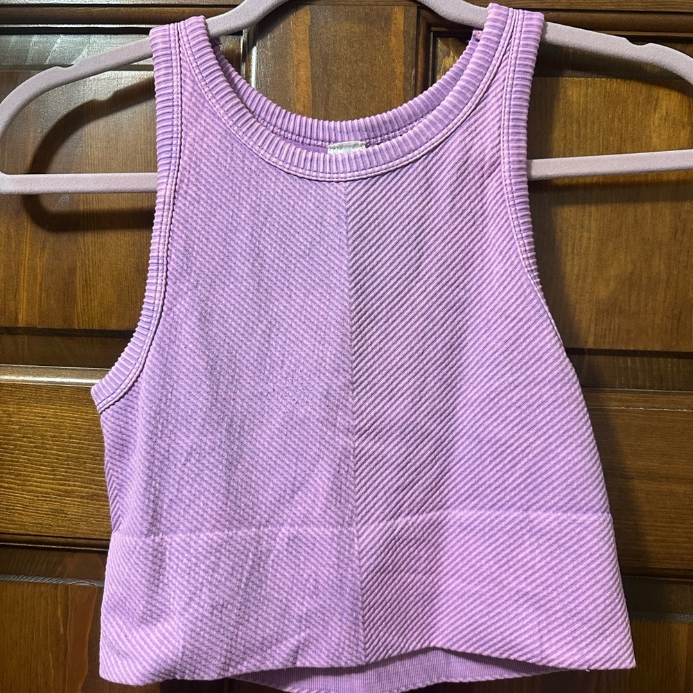 Purple Ribbed Women's Tank Top